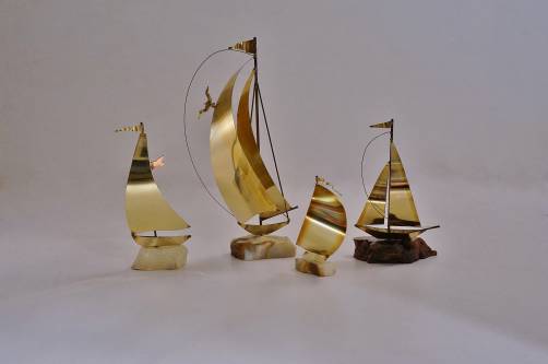 DeMott boat brass sculptures, set of 4, 1970`s ca, American